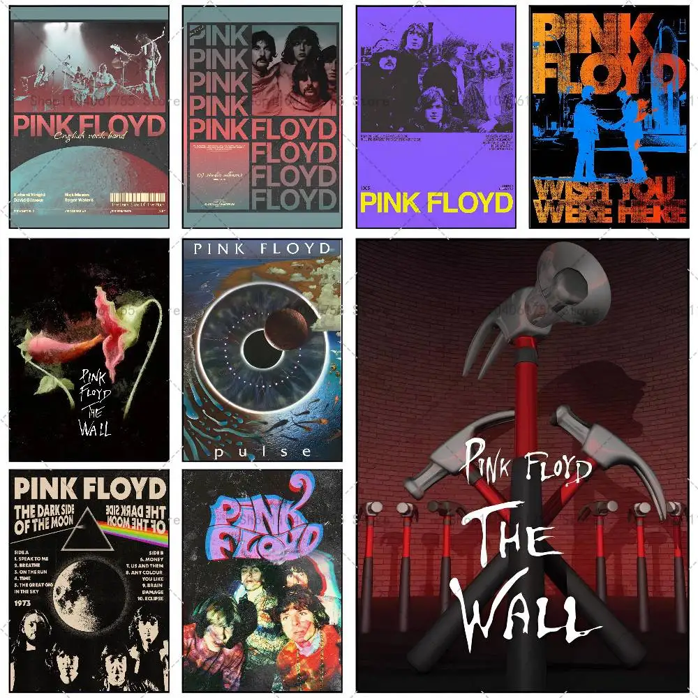 Pop Band P-Pink F-Floyd Classic Poster Self-adhesive Art Waterproof Paper Sticker Coffee House Bar Room Wall Decor