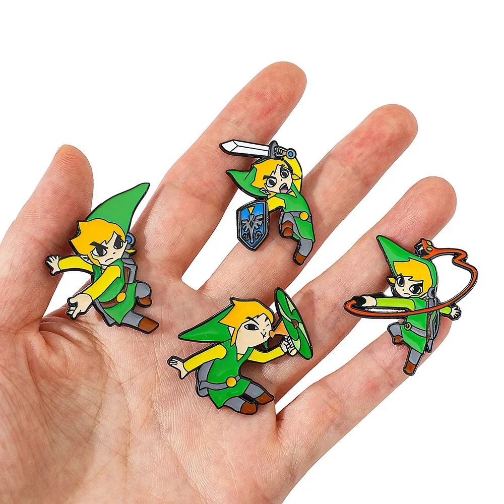 Japan Cartoon Creative Game Character Zelda Legend Metal Badge Backpack Accessories Pins Alloy Drip Oil Brooch Holiday Gift