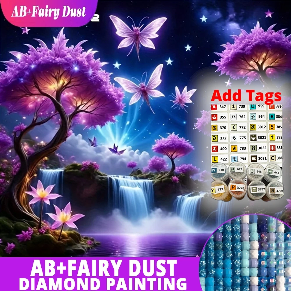 

AB Fairy Dust DMC stickers Diamond Embroidery Landscape Full Drill Craft Kit Painting Tree Picture Of Rhinestones Mosaic Waterfa