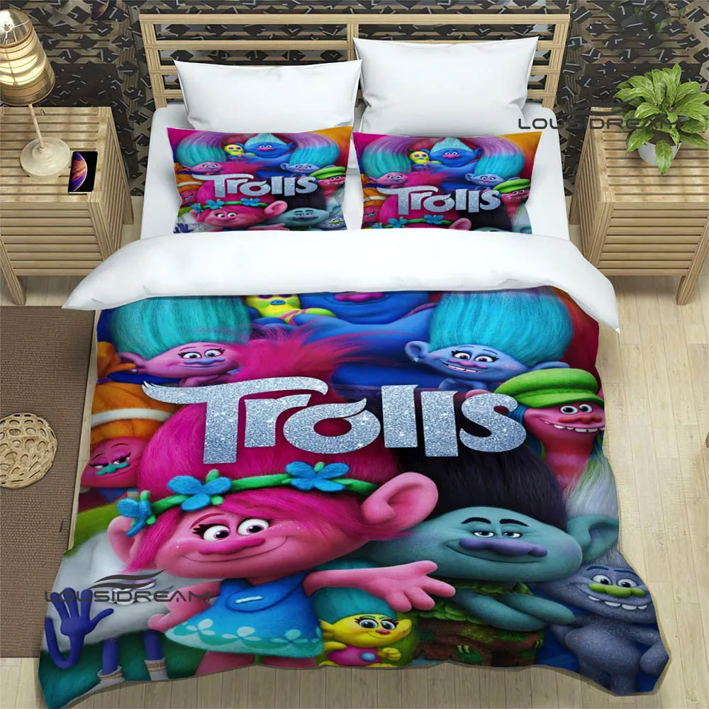 Cartoon Trolls printed Bedding Sets exquisite bed supplies set duvet cover bed comforter set bedding set luxury birthday gift