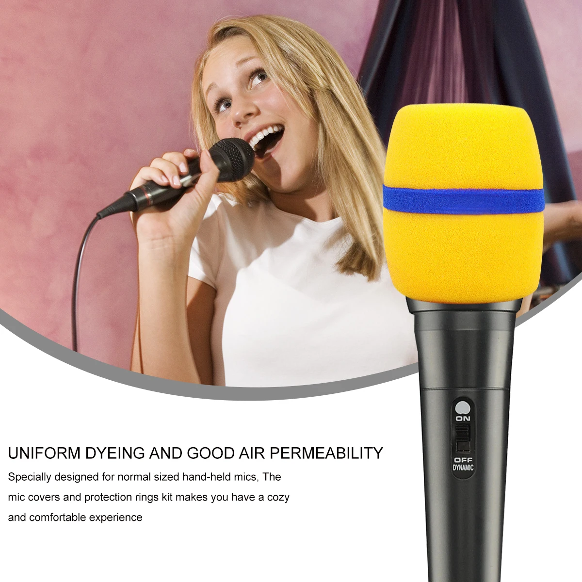 

10pcs Microphone Sponge Cover Pads Colorful Windscreen Cushions for KTV Conference Stage Breathable Durable Foam Covers