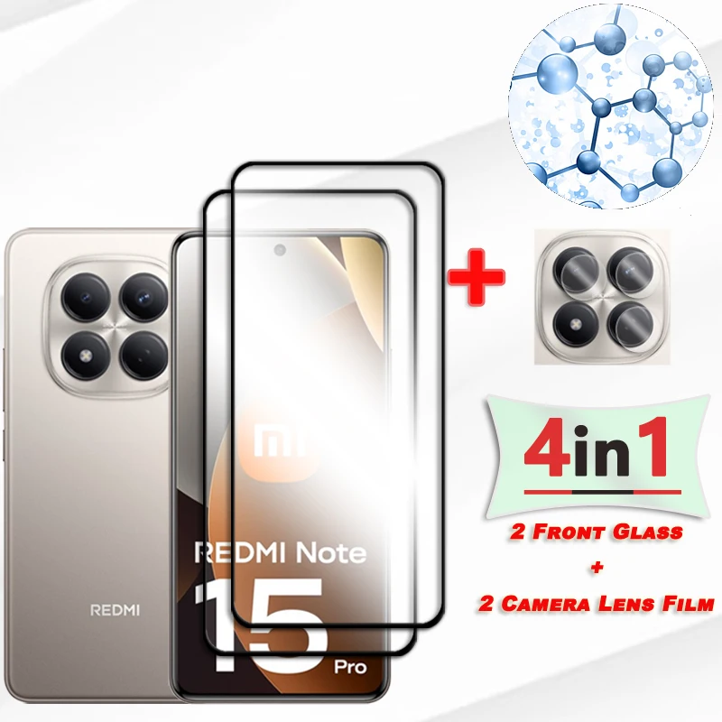 

Стеклянная защитная пленка для экрана Xiaomi Redmi Note 15 Pro 4G для Redmi Note 15 Pro 4G с черным краем, защитная пленка для объектива камеры