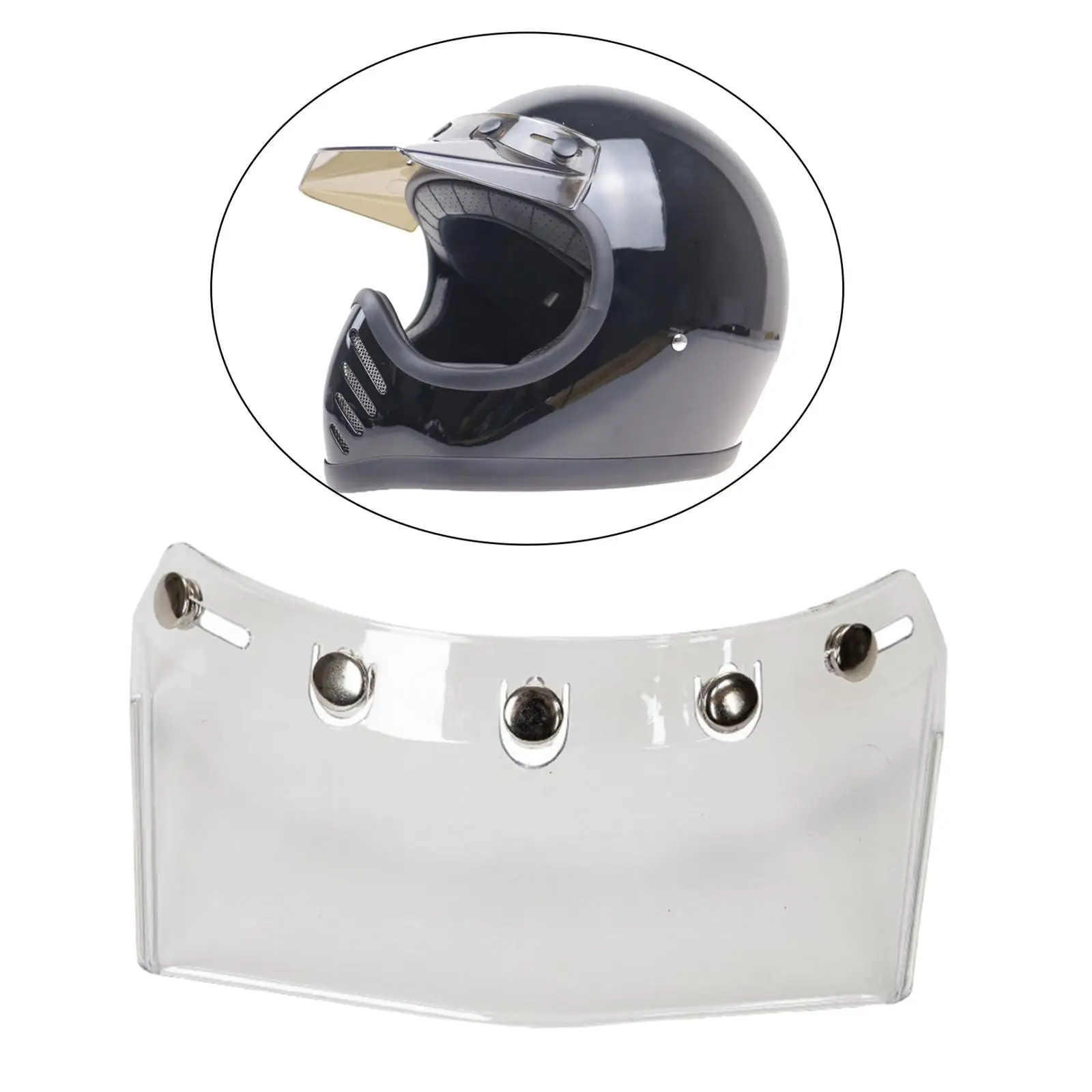 Polycarbonate Bubble Visor Peak Universal Five Snap Helmet Shield for Road Bike and Motocross Helmets view 3