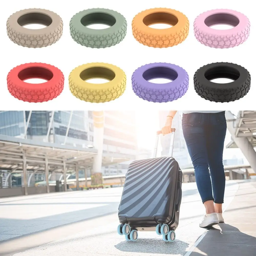 

8Pcs Silicone Luggage Wheels Protector Cover Reduce Noise Shock Absorption Suitcases Wheel Protection Rings Reduce Wheel Wear