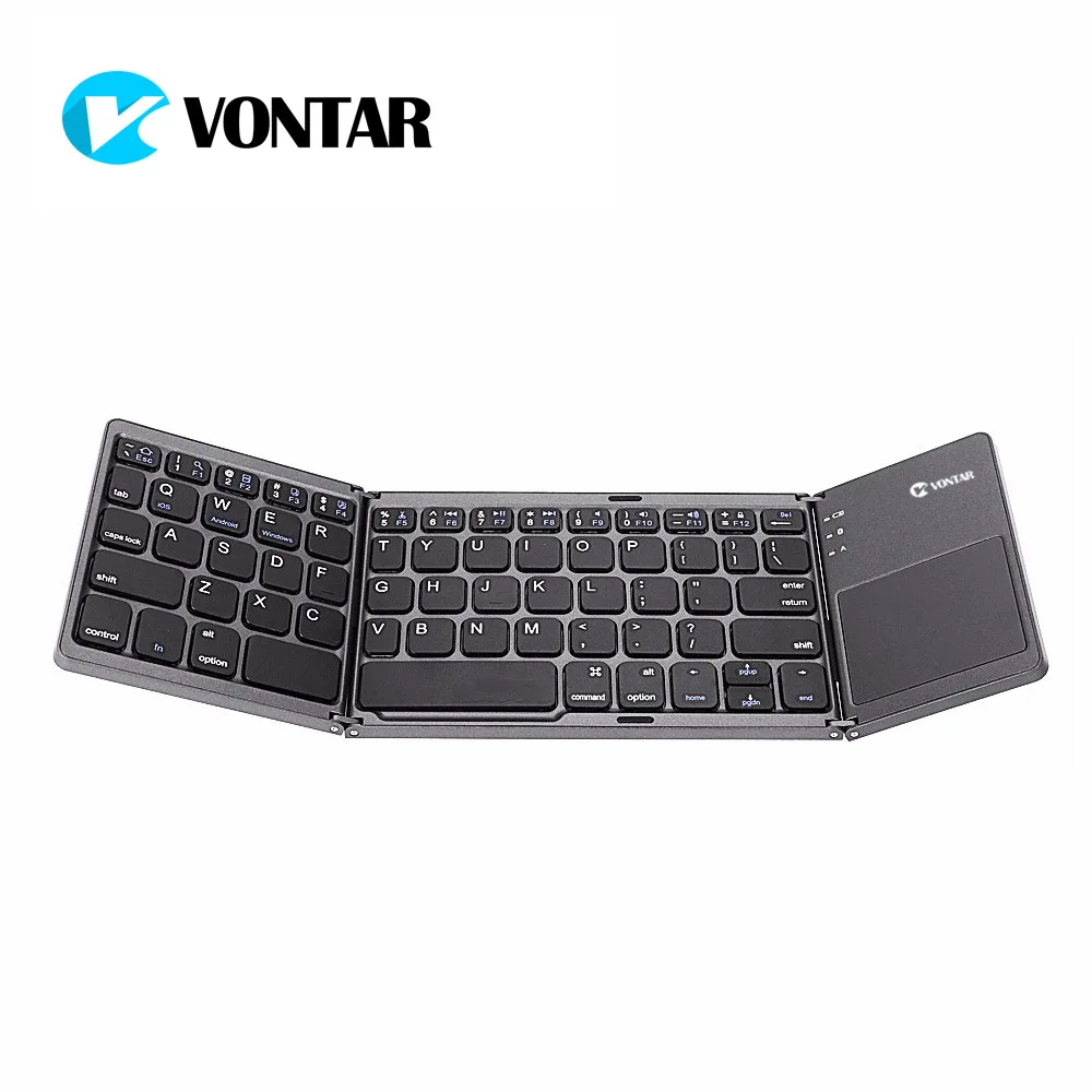 VONTAR لوحة مفاتيح بلوتوث لاسلكية قابلة للطي وقابلة لإعادة الشحن ولوحات مفاتيح محمولة قابلة للطي لنظام التشغيل Windows وAndroid وIOS #1