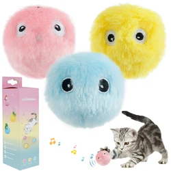 3 pcs Cat Toys Balls Squeaky Plush Cat Toys Battery Operated Cat Interactive Toys Balls Animal Sound Toys for Indoor Home Play