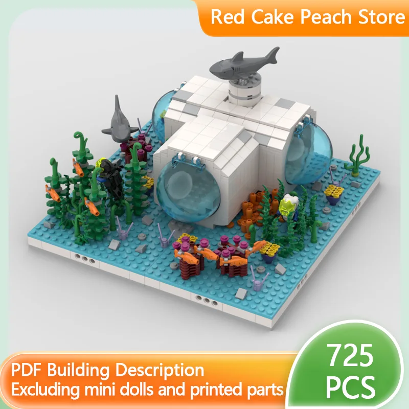 都市の街並みモデル MOC 組み立てブロック 海中ラボ モジュール式テクノロジー 子供向けホリデーギフト 組み立ておもちゃセット