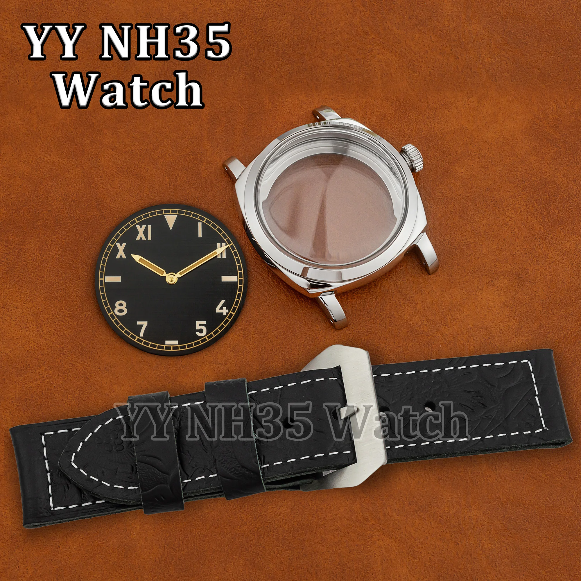 

47mm Watch Case for PAM 6152 Water Resistant Case Strap Dial Hands fit ETA 6497/6498/ST3600 Automatic Movement Watch Accessories