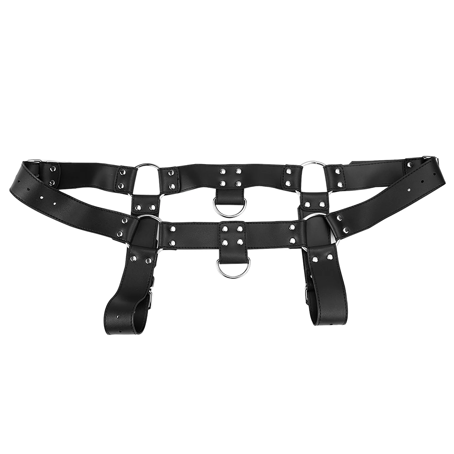 Male PU Leather Exotic SM Tops Fetish Gay Chest Harness Adjustable Harness Belts Punk Rave Costumes for Partner Sex BDSM Bondage