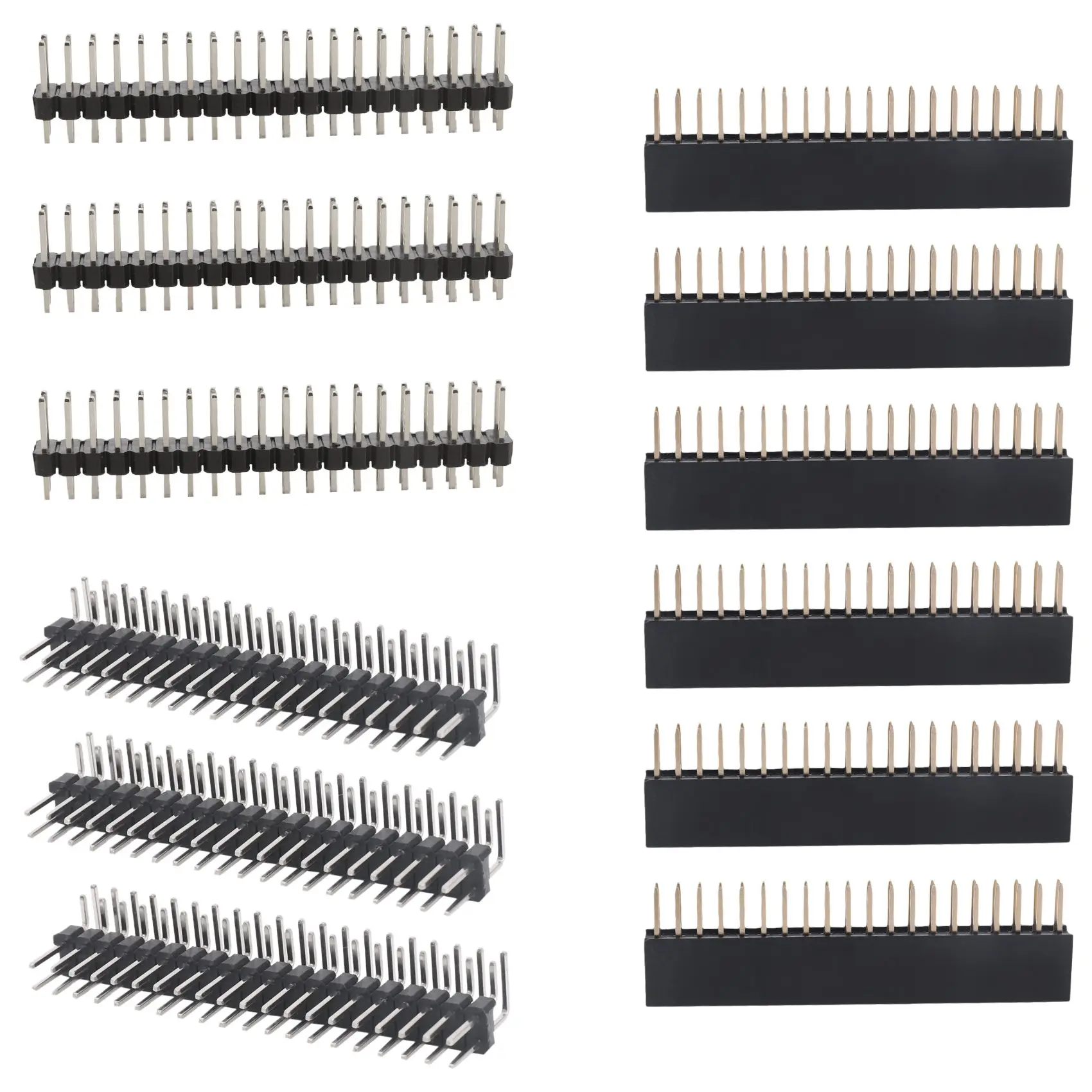 N36R-12PCS 40 Pin GPIO Header Kit 20X2 Pins Right Angle GPIO Header Socket For Raspberry Pi Zero/4B/3B+/3B/3A+