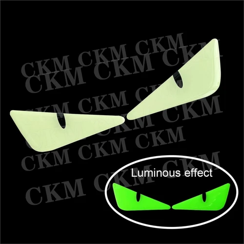 Imagen 2 del producto Pegatinas de ojos del diablo para coche y motocicleta, calcomanía decorativa para ventana trasera de carenado de casco, pegatinas reflectantes para motocicleta y coche eléctrico