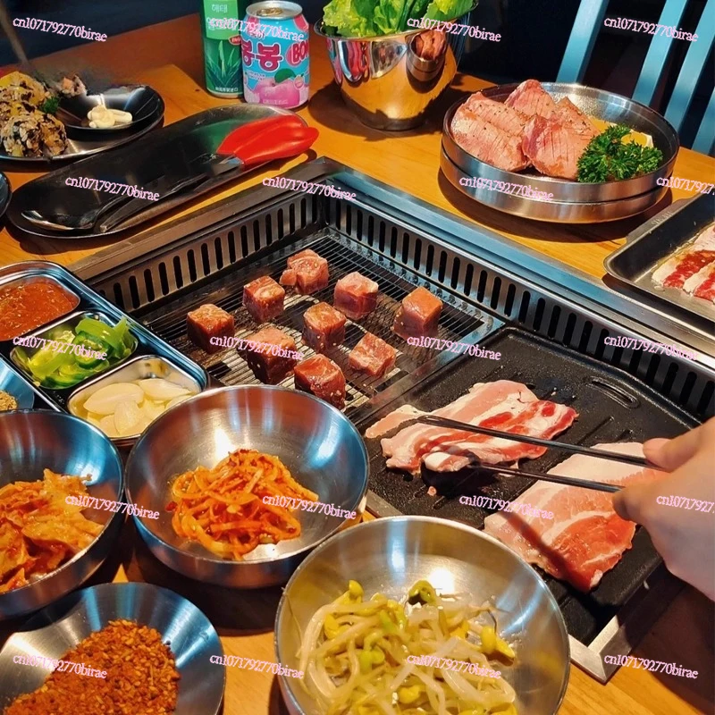 الشواء الكوري التجاري السفلي العادم مطعمة الفحم مربع شواية الكربون المتكاملة