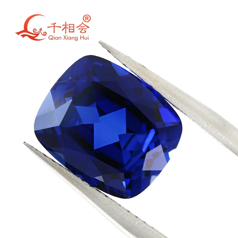 

33# light 34# dark blue color antique cushion shape natural cut artificial sapphire corundum lose gem stone