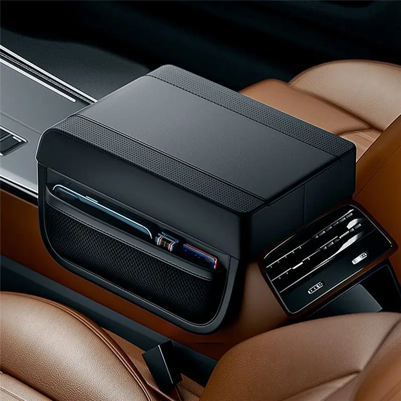 Car Armrest Box Height Pad Universal Armrest Cushion With Pocket Central Memory Cotton Elbow Support Armrest Storage Replacement