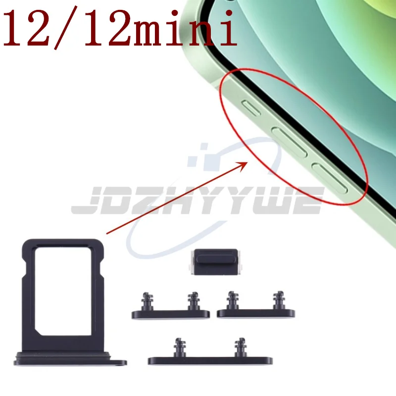 10Set/Lot Outside Side Key Volume Mute Power-On Button SIM Single Double Card Key For Iphone 12 Mini Replacement Parts