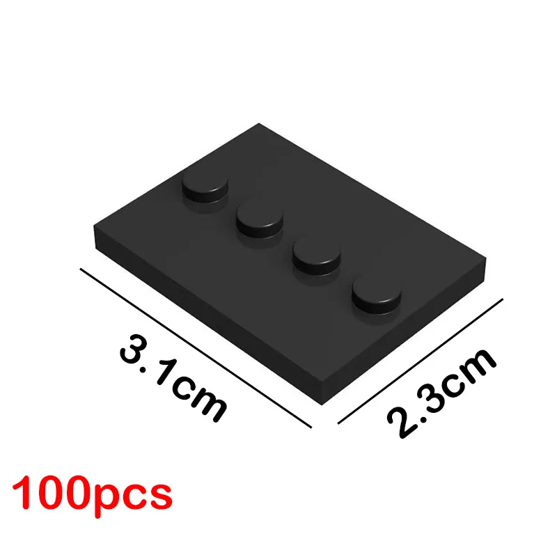 50PCS Stadt Figuren Stehen DIY MOC Bausteine Zubehör Ziegel Teile 3X4 Punkte Grundplatte Mit 4 Knöpfe display Halter 88646
