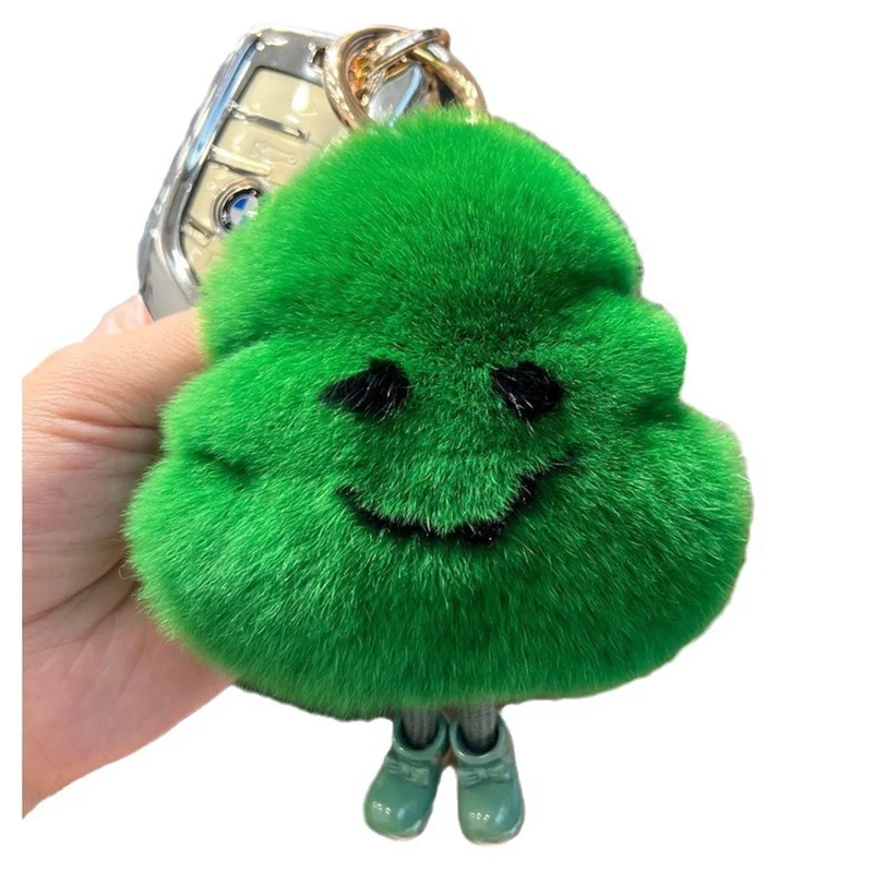 Bonito real lontra coelho pele árvore carro chaveiro pingente bola de pelúcia boneca saco pendurado decoração presente