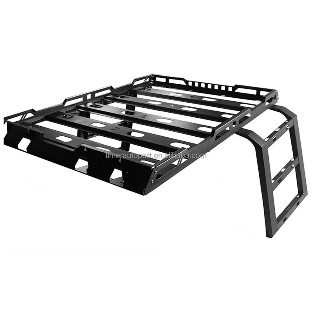 Offroad 4X4 Jeep Wrangler Rooftop Cargo Carrier Roof Rack Basket With 2 Ladders And Led Lamps For Wrangler Jl Jk