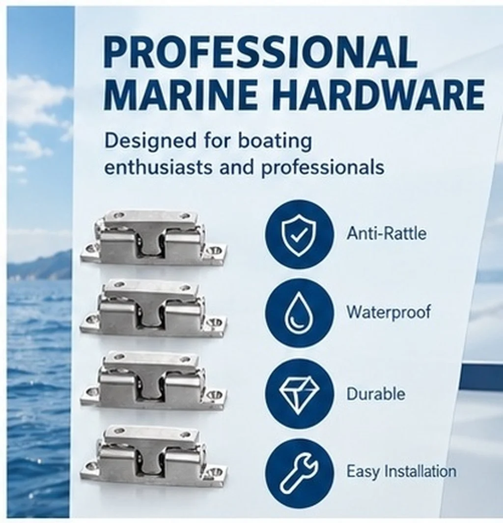 4Pcs Heavy Duty Stainless Steel Marine Door Catch Slam Latch Windproof Boat Cabinet Holder for Yacht Rv Hatch Tension Roller