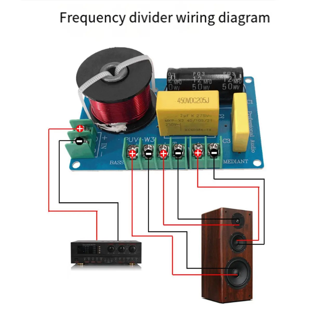 Y69A 4X 200W 3 Way High Speaker Frequency Divider, Audio Splitter Filter Circuit Board for Home Theater DIY Speaker Crossover