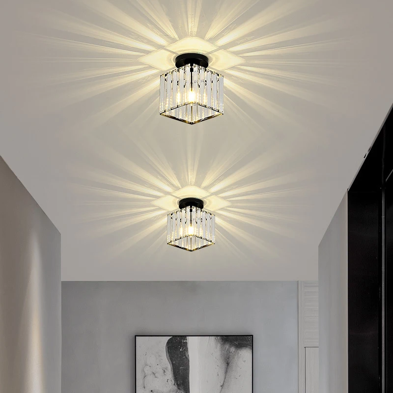 Dining Room Light Creative Personality Crystal Ceiling Lamp Bedroom Restaurant Corridor Entrance Small Chandelier Pendant Lights view 3