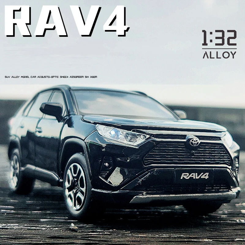 

JKM Simulation 1/32 Toyota RAV4 SUV Car Model Sound And Light Collective Voiture Miniature Home Decor Boys Diecast Toys Vehicles