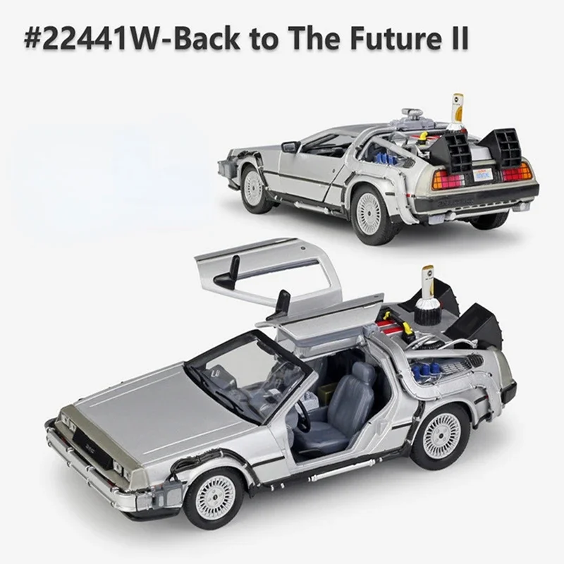 WELLY 1:24 Back To The Future Time Machine Diecast Alloy Model Car DMC-12 Delorean Metal Toy Car Gift Collection Car Model