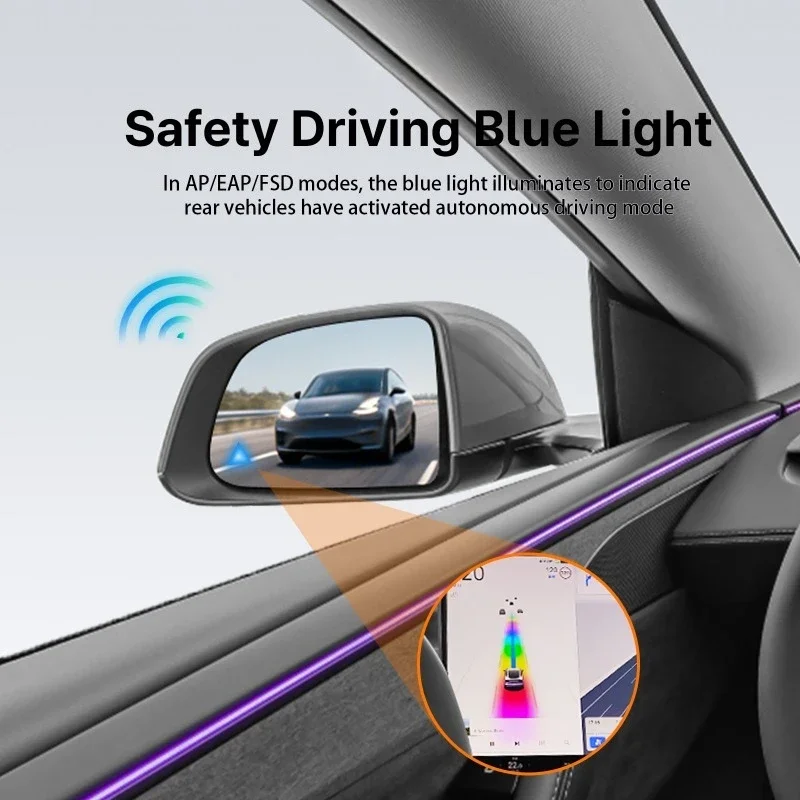 New Style Rearview Mirror with Blind Spot Monitoring BSD System for Tesla Model 3 Y New Y Juniper 3 Highland Lane Change Assist