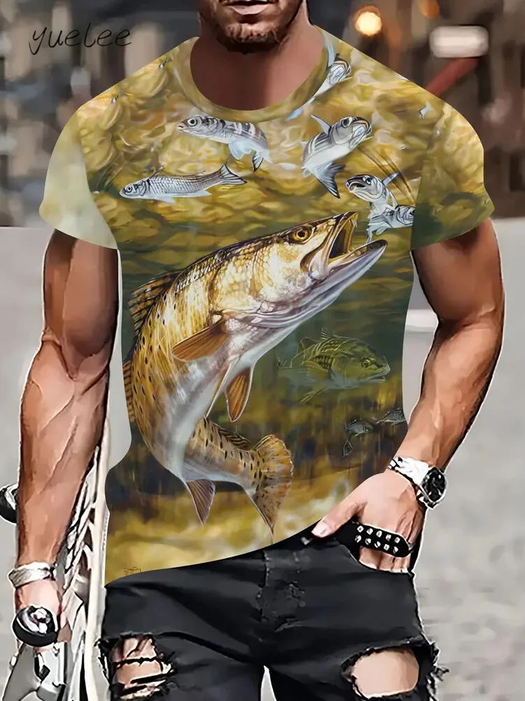 

Модная мужская футболка для рыбалки, летняя уличная мужская футболка с короткими рукавами, дышащие мужские топы, повседневная свободная мужская одежда с круглым вырезом