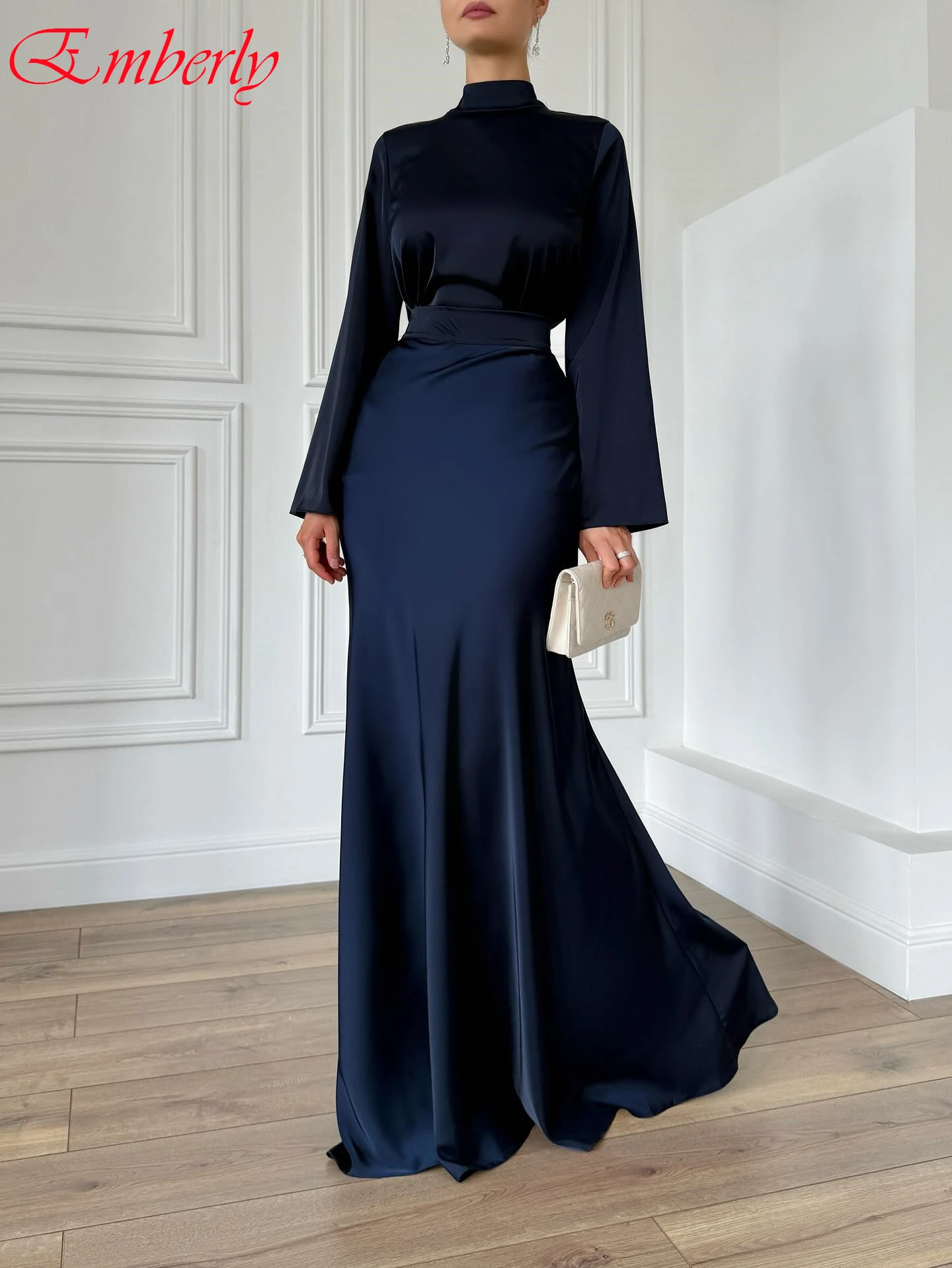 

Customized Mermaid High Collar Elegant Formal Evening Dress Fashion Modern Party Gowns Temperament High Quality Prom Dress