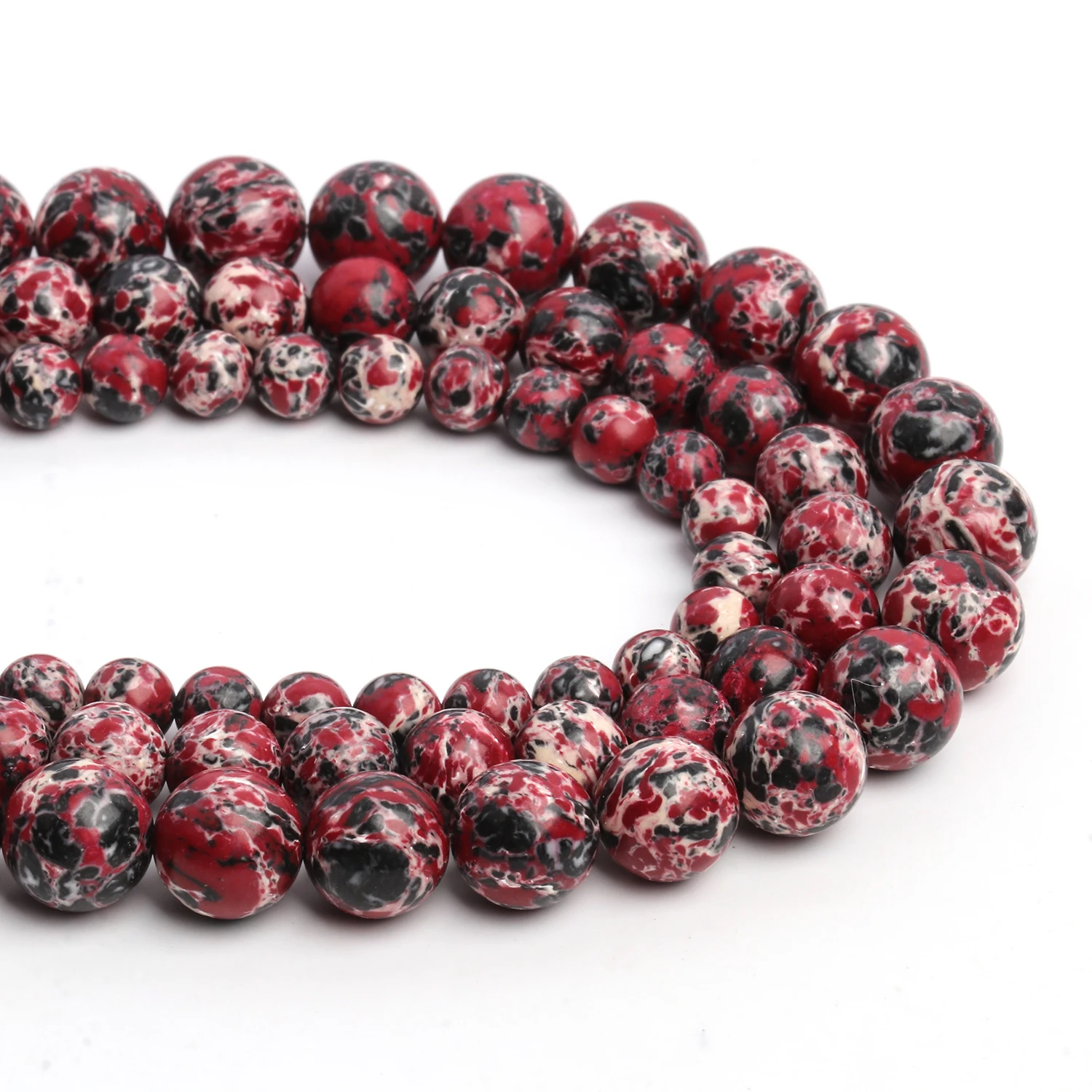 6 8 10mm Black Red White Imperial Jasper Howlite Turquoises Sea Sediment Loose Stone Bead For Jewelry Making Bracelet Necklace