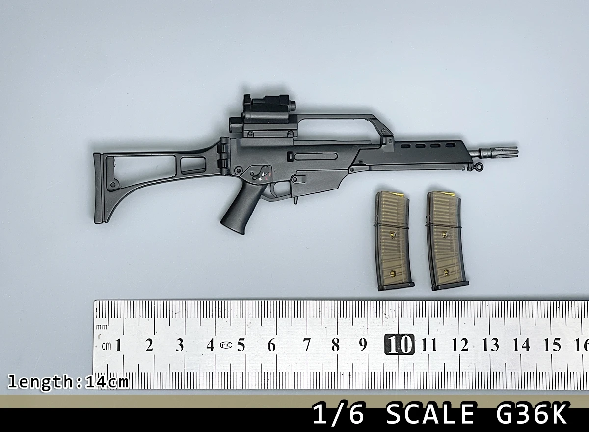 

1/6 Scale G36K Assault Rifle 14cm Plastic Model Military German Special Forces for 12'' Action Figures Soldier Accessories Toys