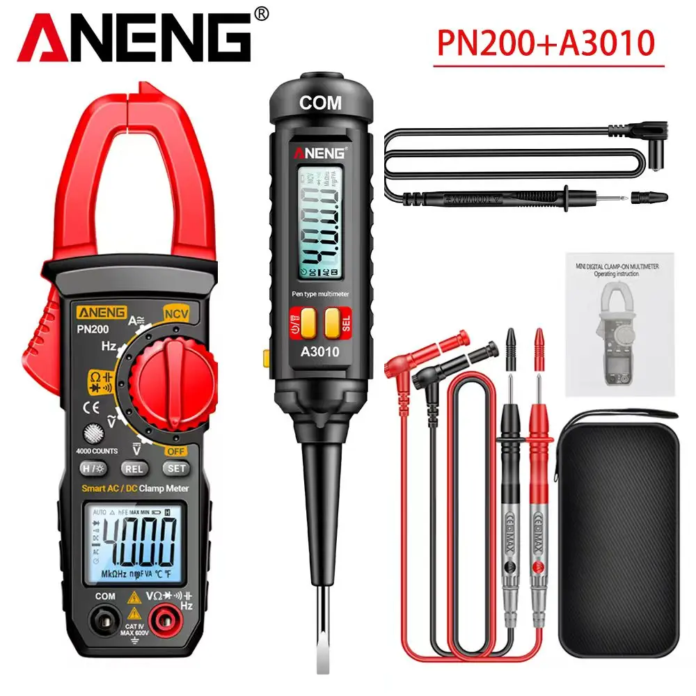 ANENG PN200 Zangenmessgerät & A3010 Stift-Multimeter Set |   Messung von AC/DC-Spannung, Strom und Widerstand für Heimwerker und Profis.