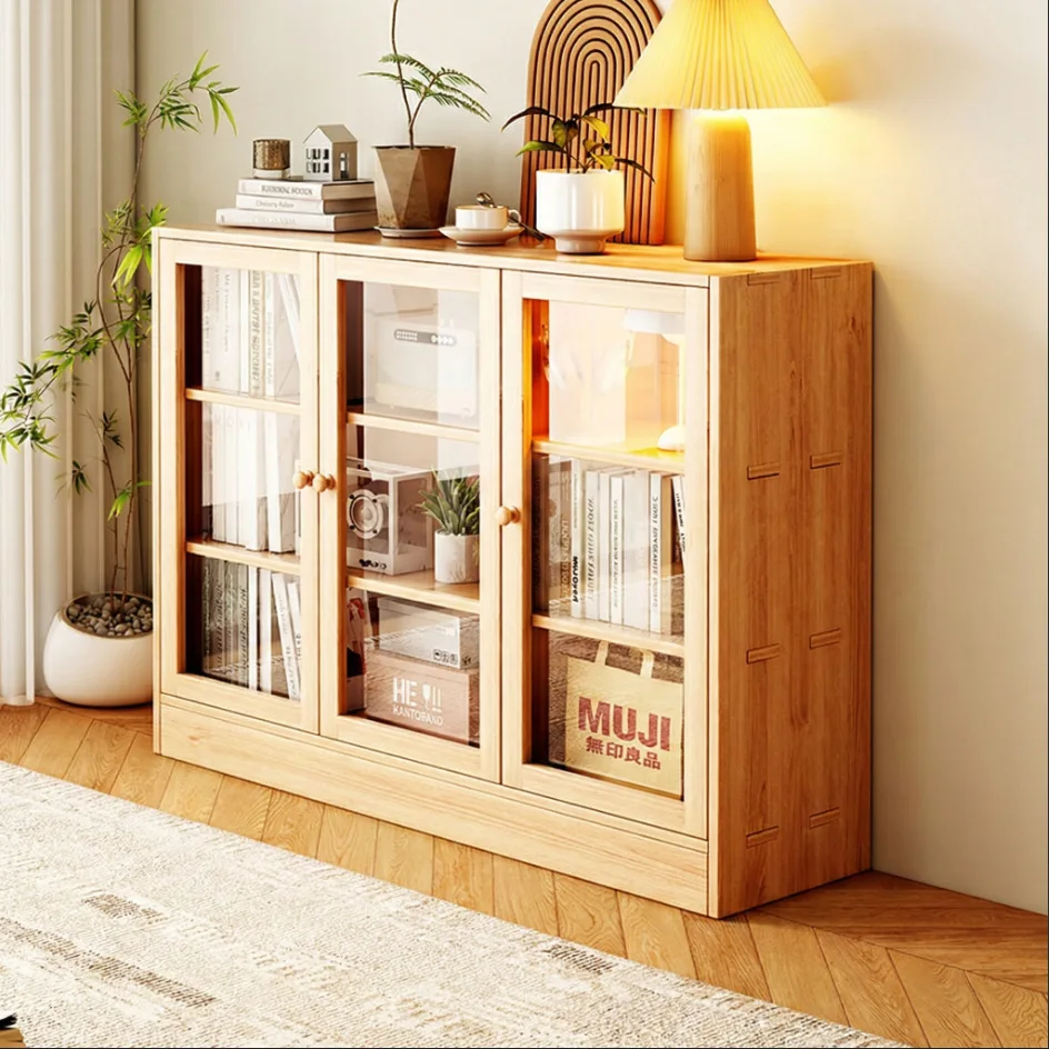 Bookcase Solid wood combination lattice cabinet Household integrated wall locker Shelf study display storage