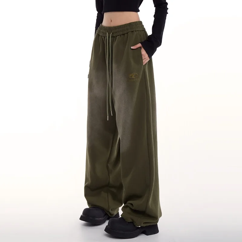 

2024 Women's American-style High Street Sweatpants Bow-legged Retro Hip-hop Jazz Dance Straight Casual Pants