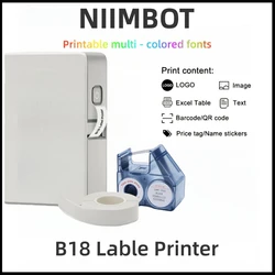 NIIMBOT-Imprimante d'étiquettes de documents B18, connexion Bluetooth sans fil, portable, édition mobile, prise en charge de l'impression de documents, aste