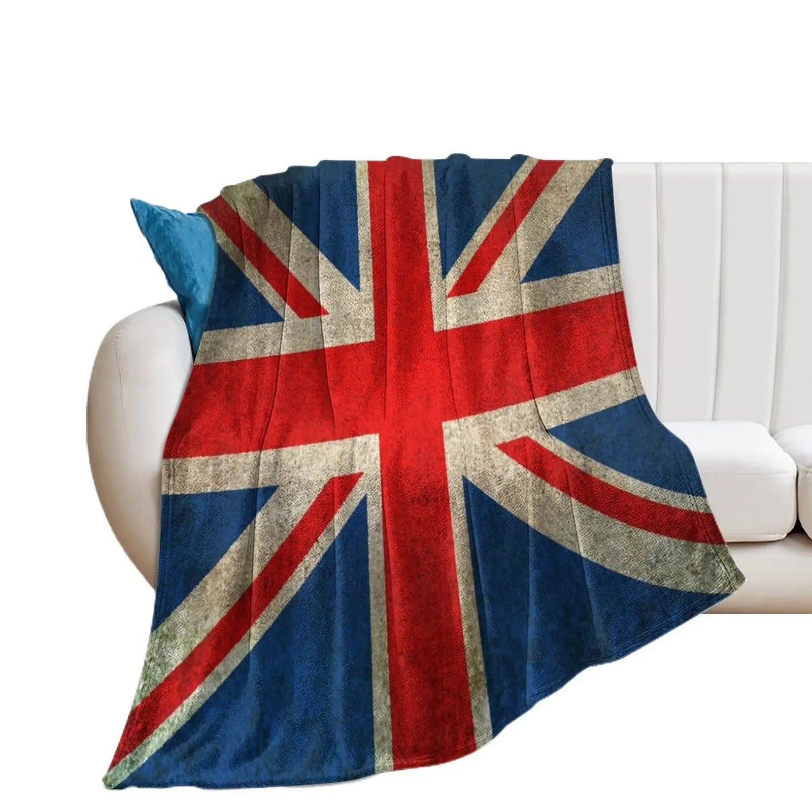 Old and Worn Distressed Vintage Union Jack Flag Throw Blanket bed plaid Cute Blankets