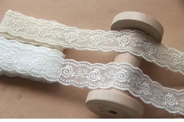Width:2.5cm (1 inch) Flower Embroidered Lace Cotton Ribbons for Garment Sewing Scrapbooking Accessories （ss-811)