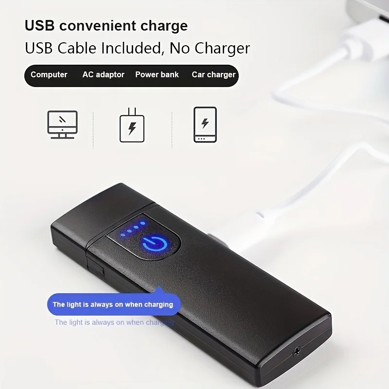ولاعة بمستشعر لمس شحن USB مقاومة للرياح، محمولة، بلاستيك ABS متين - مثالية للتخييم وهدايا العطلات #4