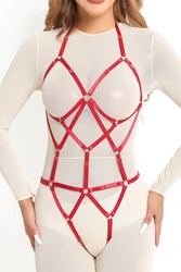 Red Elastic Sexy Harness Bondage Body Cage Accessories Hollow Dance Wear Body Harness Bodysuit Halloween Fetish Lingerie