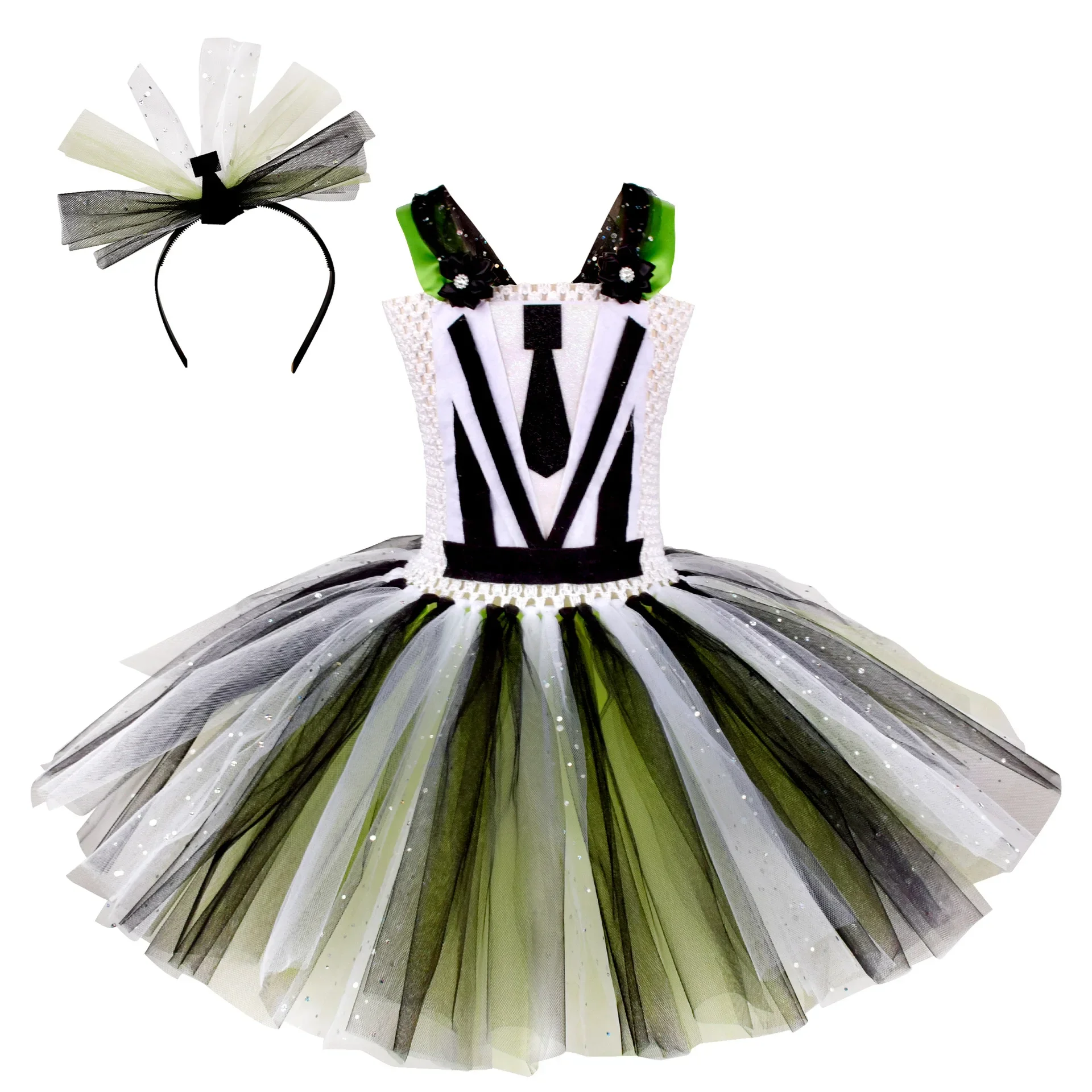

Halloween Disguised Horror Movie Costume Girls Beetle Dress Up Tutu Dresses Striped Knee Length Dress Masquerade Party 12T