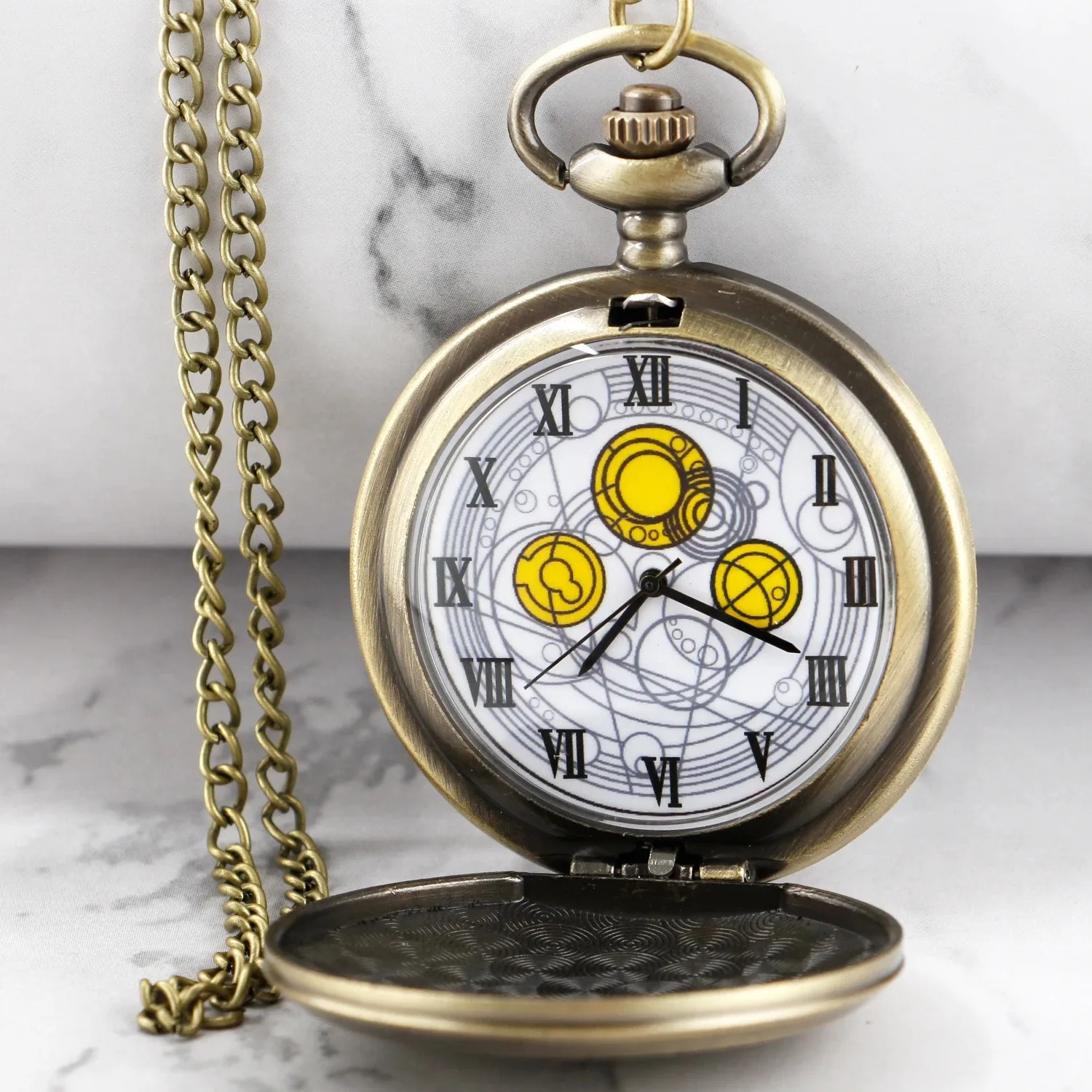 ساعة الجيب العتيقة الأرقام الرومانية فوب ساعة Steampunk الرجال قلادة فيلم بطل تأثيري ساعة قلادة أفضل هدية للرجل المرأة