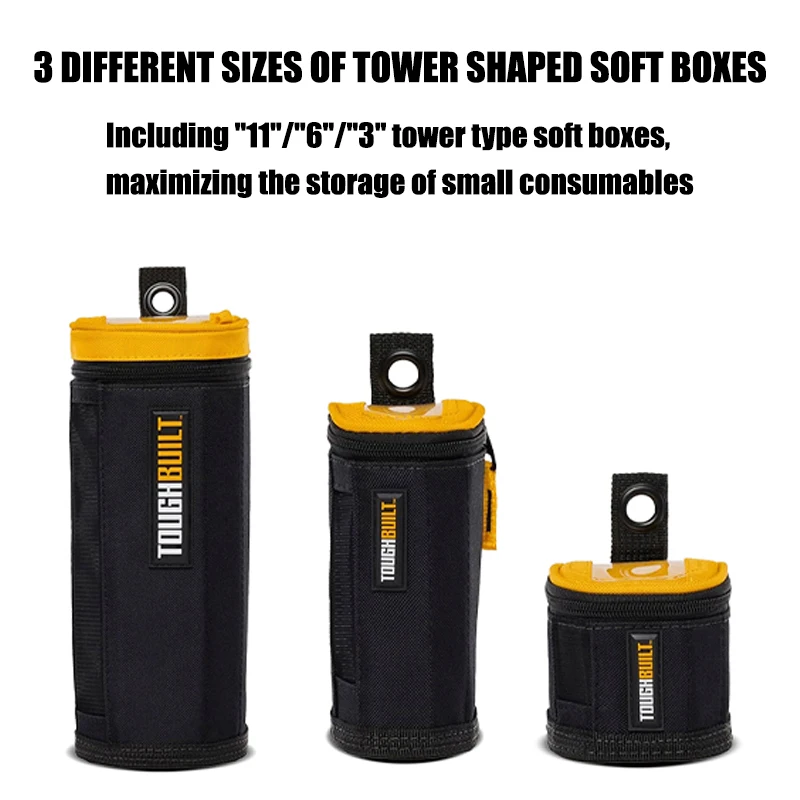 toughbuilt-tb-192-b-3ピース収納ボックス、ネジ部品、工具アクセサリー収納キット、多機能大容量オーガナイザー