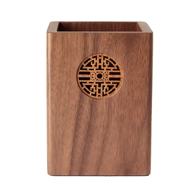 Chinese Calligraphy Wooden Pen Holder Multifunctional Portable Design Desktop Box Storage for Office Use Creative Gifts Art Tool