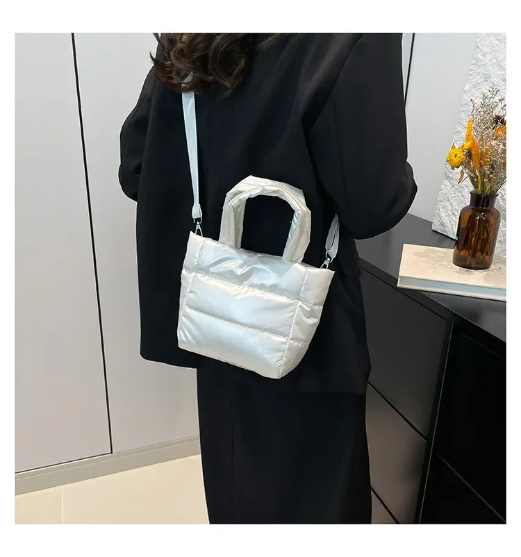 Frauen Taschen Frau Puffy Leichte Handtasche Große Kapazität Gesteppte Schulter Tasche Verstellbaren Riemen Puffer Tote Handtasche Einkaufstasche – Detail 13