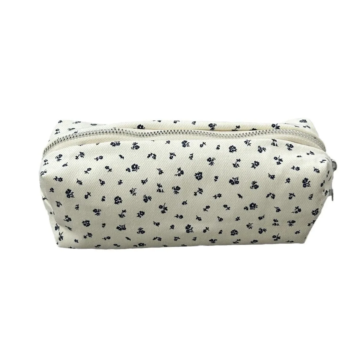 INS Floral Print Pen Bag Simple Cute Pencil Case Large Capacity Multifunctional Canvas Pen Box Desktop Stationery Organizer