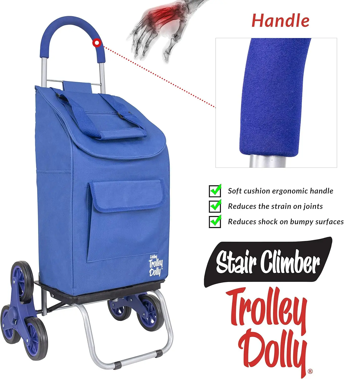 products Stair Climber Trolley Dolly Folding Grocery Cart 3 Wheels Heavy Duty Shopping Hand Truck Made for Condos Apartmen