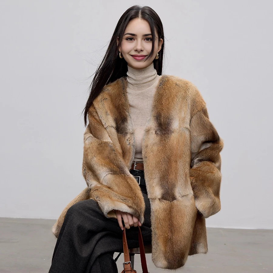 Natural Muskrat Fur Winter Women Fur Coat Women Luxury Real Fur Warm Winter Jackets