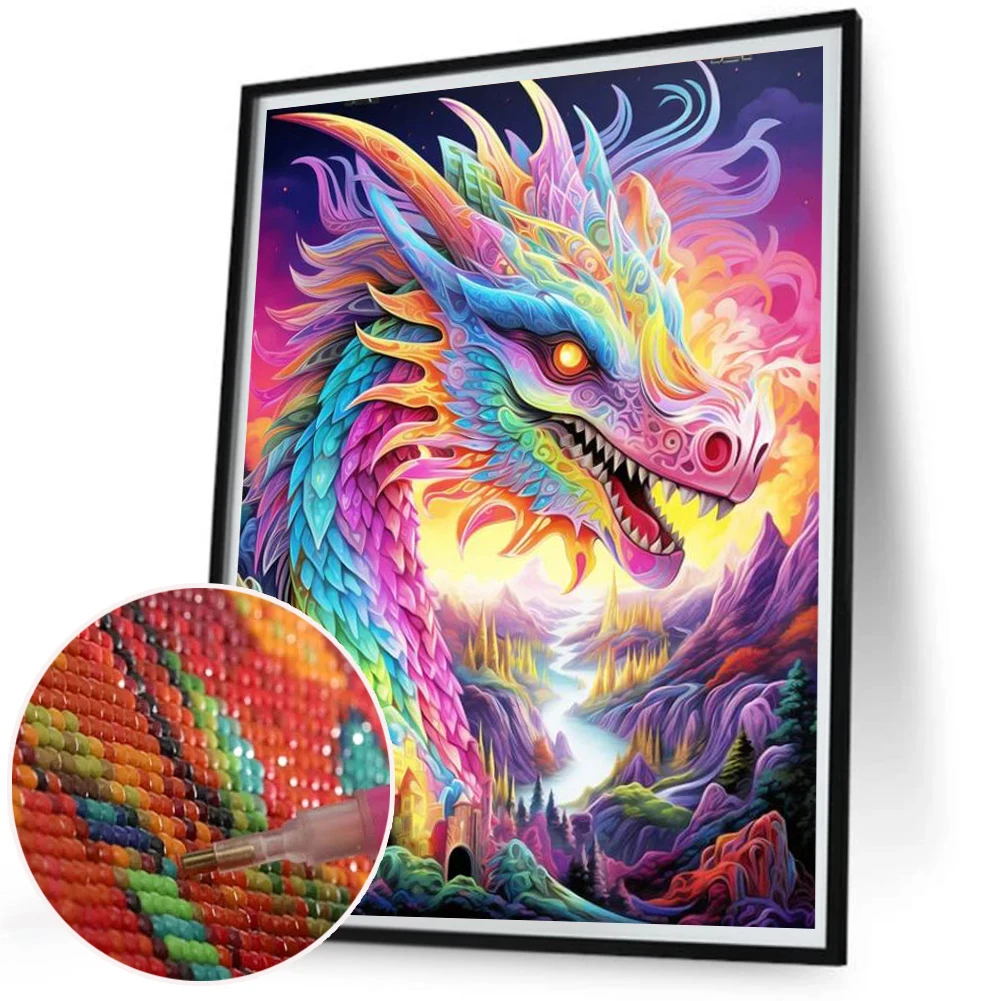 Pink Fantasy Dragon DIY 5D Diamond Painting Kits New 2024  Full Drill Diamond Mosaic Cross Stitch Kits For Home Decor