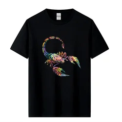 Men's T-shirt 100% Cotton Casual Scorpion Print Loose O-neck Cool T Shirt for Men Short Sleeve Funny T-shirt Male Tees Top